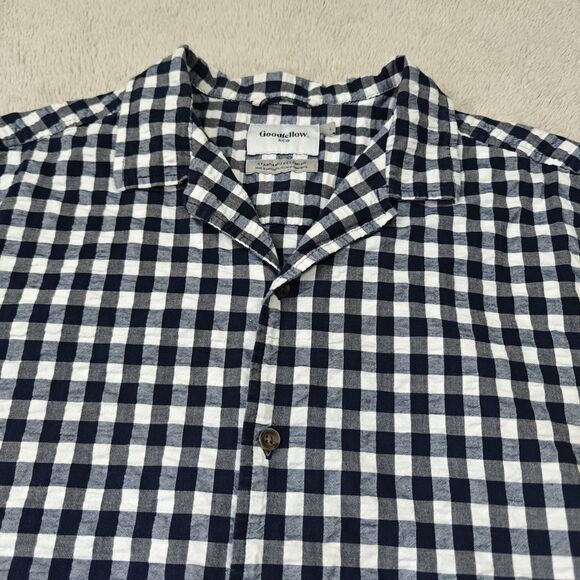 Goodfellow Northrop Short Sleeve Shirt Women's L Gray Check Standard Gingham - Picture 2 of 6